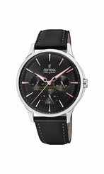Festina Watches : F16991/4 Quartz Multifunction Dial Black Leather Men Watch