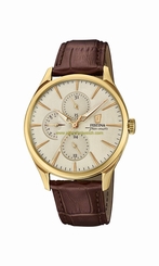 Festina Watches : F16993/1 Gold Dial Stainless Steel Plated Men Watch
