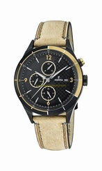 Festina Watches : F16994/1 Quartz Multifunction Dial Beige Leather Men Watch