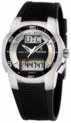 Festina Watches : F6738/F Quartz Analog Digital Black Rubber Strap Men Watch