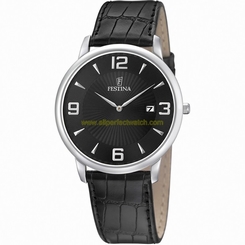 Festina Watches : F6806/2 Quartz Analog Date Black Dial Leather Men Watch