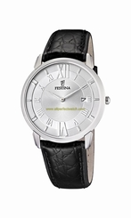 Festina Watches : F6813/1 Silver Dial Calfskin Band Men Watch