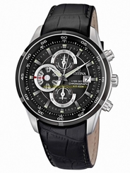 Festina Watches : F6821/3 Quartz Chronograph Date Black Dial Leather Men Watch