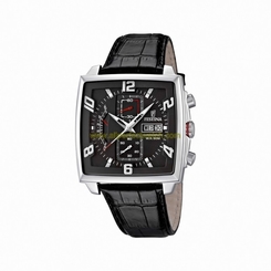 Festina Watches : F6826/3 Quartz Chronograph Black Dial Day Date Leather Men Watch