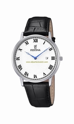 Festina Watches : F6831/3 Quartz Roman Numerals Dial Date Black Leather Men Watch