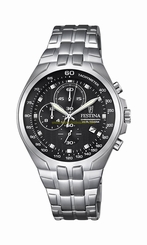 Festina Watches : F6843/4 Black Dial Stopwatch Luminous Hand Men Watch