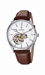 Festina Watches : F6846/1 Automatic White Dial Brown Leather Men Watch