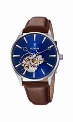 Festina Watches : F6846/3 Automatic Blue Dial Brown Leather Men Watch