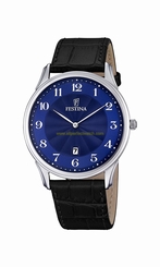 Festina Watches : F6851/3 Quartz Blue Dial Date Black Leather Men Watch