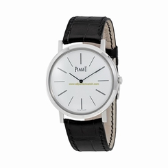 Piaget Watches : G0A29112 Mechanical White Dial 18k White Gold Case Black Leather Men Watch