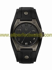 Guess Watches : G89041G1 Analog Quartz Black Dial Stainless Steel Case With Black Leather Strap Men Watch