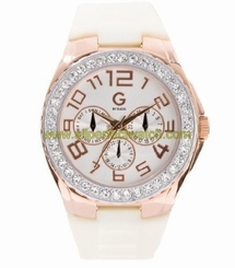 Guess Watches : G99011L1 Analog Quartz White Dial Stainless Steel Case With White Polyurethane Strap Women Watch