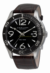 Hamilton Watches : H37715535 Black Dial Leather Men Watch