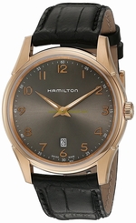 Hamilton Watches : H38541783 Quartz Analog Date Rose Gold PVD Case Black Leather Men Watch