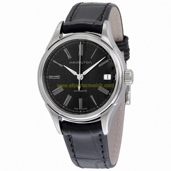 Hamilton Watches : H39415734 Automatic Roman Numerals Dial Date Black Leather Women Watch