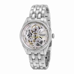 Hamilton Watches : H42405191 Automatic Jazzmaster Viewmatic White Mother Of Pearl Skeleton Dial Stainless Steel Women Watch