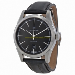 Hamilton Watches : H42415731 Automatic Date Black Leather Men Watch