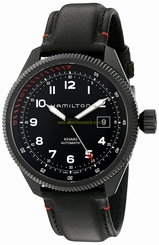 Hamilton Watches : H76695733 Automatic Takeoff Air Zermatt Date Black Leather Men Watch