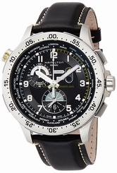Hamilton Watches : H76714735 Quartz Worldtimer Chronograph Black Leather Men Watch