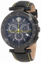 Versace Watches : I8C60D008-S009 Quartz Chronograph Date Black Dial Black Leather Men Watch