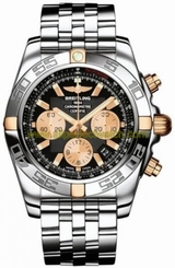 Breitling Watches : IB011012/B968-SS Automatic COSC Black Chronograph Dial Polished Stainless Steel Band Men Watch