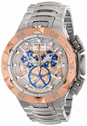 Invicta Watches : INVICTA-12905 Silver With Blue And Rose Gold Tone Design Dial Stainless Steel Men Watch