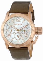 Invicta Watches : INVICTA-14800 Mother of Pearl Dial Day Date Brown Leather Women Watch