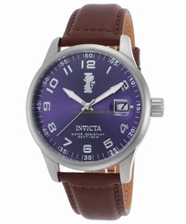 Invicta Watches : INVICTA-15254 Blue Dial Pig Skin Leather Band Men Watch