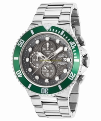 Invicta Watches : INVICTA-18908 Gunmetal Dial Uni-directional Rotating Stainless Steel With Gree Band Men Watch