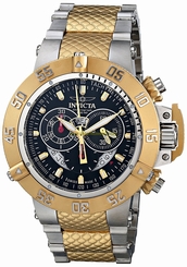 Invicta Watches : INVICTA-4698 Black Dial With Goldtone Hands And Hour Markers Dial Chronograph Luminous Stop-watch Men Watch