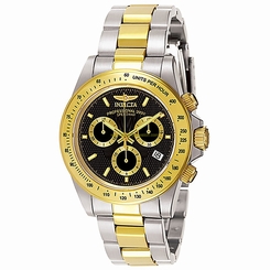 Invicta Watches : INVICTA-7028 Black Dial 23k-yellow-gold-plated-stainless-steel Band Men Watch
