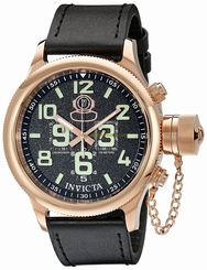 Invicta Watches : INVICTA-7104 Black Dial 18k-rose-gold-plated-stainless-steel Band Men Watch