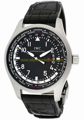 Fake AAA IWC Watches : IW326201 Automatic World Timer Date Black Leather Men Watch Watch