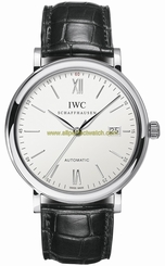 IWC Watches : IW356501 Automatic Stainless Steel Silver Dial Black Crocodile Leather Band Men Watch