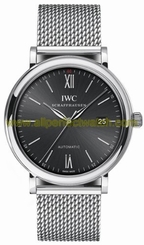 IWC Watches : IW356506 Automatic Stainless Steel Black Dial Polished Stainless Steel Band Men Watch