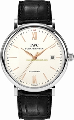 IWC Watches : IW356517 Automatic Date Black Leather Men Watch