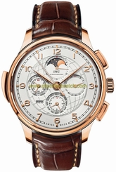 IWC Watches : IW377402 Automatic 18kt Rose Gold Silver Dial Crocodile Brown Leather Band Men Watch