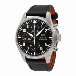 IWC Watches : IW377709 Automatic Chronograph Day Date Black Leather Men Watch