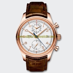 IWC Watches : IW390402 Silver Dial Fixed 18 Kt Rose Gold Band Men Watch