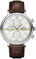 IWC Watches : IW391007 Automatic Stainless Steel Silver Dial Brown Crocodile Leather Band Men Watch