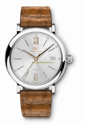 IWC Watches : IW458101 Automatic Diamond Dial Date Brown Leather Unisex Watch
