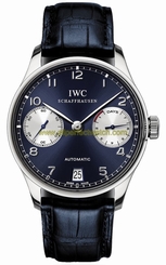 IWC Watches : IW500112 Automatic Stainless Steel Blue Dial Crocodile Blue Leather Band Men Watch
