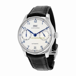 IWC Watches : IW500705 Automatic Silver Dial Black Leather Men Watch