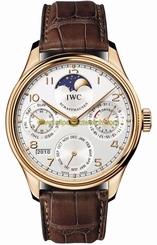 IWC Watches : IW502306 Automatic 18kt Rose Gold Silver Dial Brown Crocodile Leather Band Men Watch