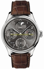 IWC Watches : IW502307 Automatic 18kt White Gold Grey Dial Brown Crocodile Leather Band Men Watch