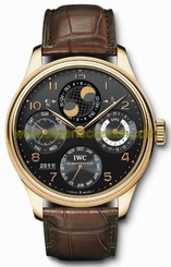 IWC Watches : IW503202 Black Dial Fixed 18kt Rose Gold Band Men Watch