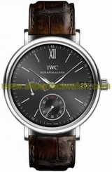 IWC Watches : IW510102 Manual Wind Stainless Steel Black Dial Brown Crocodile Leather Band Men Watch