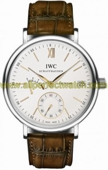 IWC Watches : IW510103 Manual Wind Stainless Steel Silver Dial Brown Crocodile Leather Band Men Watch