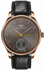 IWC Watches : IW545406 Manual Wind 18kt Rose Gold Gray Dial Crocodile Black Leather Band Men Watch