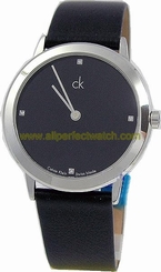 Calvin Klein Watches : K0351102 Silver-tone hands Minimal Black Men Watch